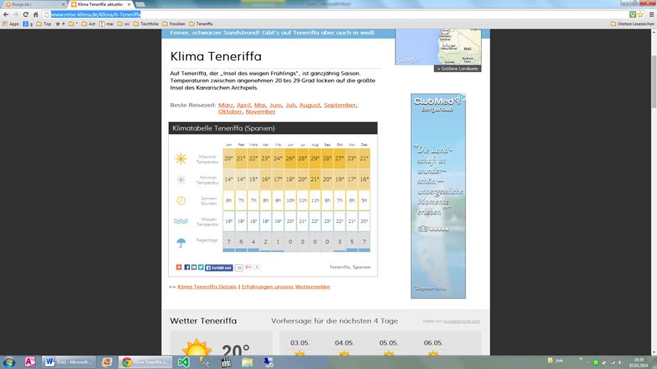 Temperaturen Vergleich Teneriffa oder Ägypten im Juni