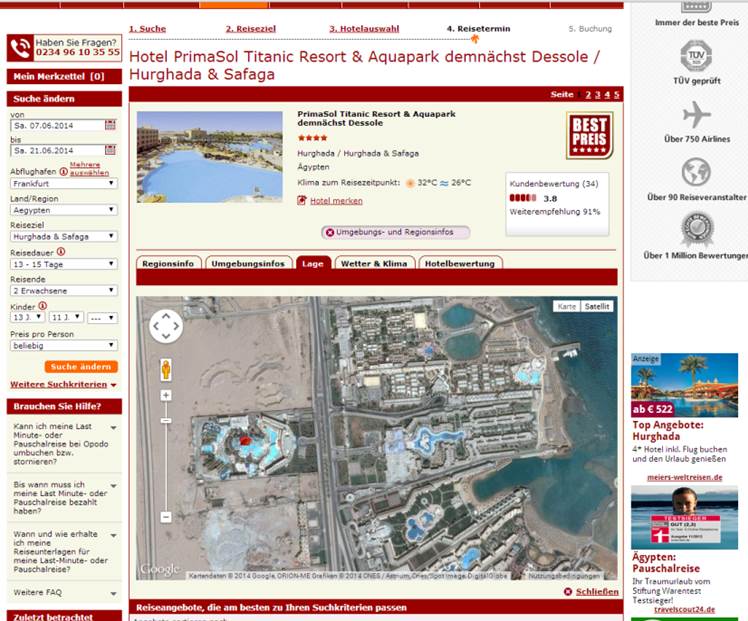 Ägypten : Primasol Titanic liegt auf der anderen Straßenseite . Verwechslungsgefahr