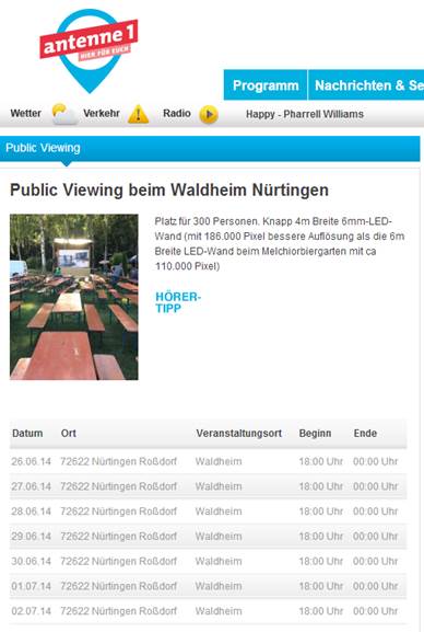 Public Viewing WM 2014 in Nürtingen Stand 2014-06-28