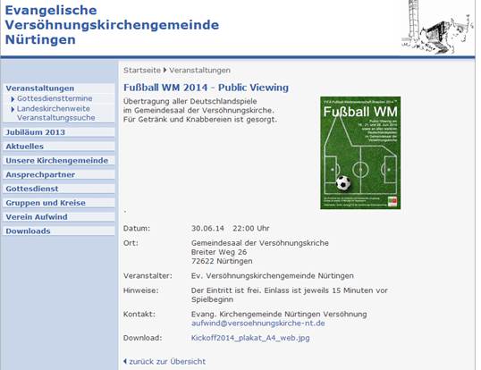 Public Viewing WM 2014 in Nürtingen Stand 2014-06-28