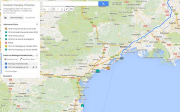 Infokarte und Daten zu Campingplätzen am Meer in Süd-Frankreich