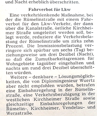 LKW Verbot für die Rümelinstraße. Stadt Nürtingen 1982 mit Blick auf die Nordumgehung