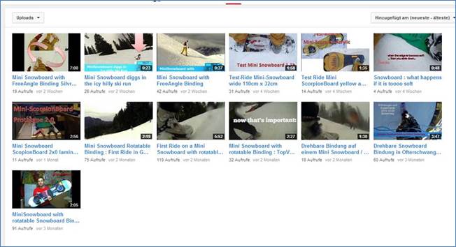 Link zu den Videos von Mini-Snowboard
