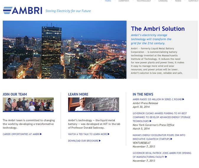 Ambri raises 35 Million for Energy Storage with a Liquid Metal Battery