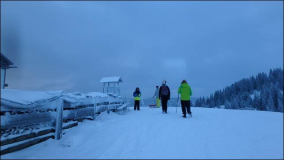 Schnee und Eislandschaft auf der Grüntenhütte 2014.