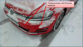 Neuer VW Golf 7 schlägt Alarm bei Schnee am ParkSensor