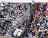 Bahnstadt Nürtingen : Luftaufnahmen Unterführung Kirchstraße Richtung Amtsgericht