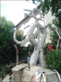 Kleine Entstehungsgalerie der Skulptur am Gehwegrand 2007-08-12