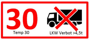 Straßenaktion : Tempo 30 und LKW Verbot >4,5 tonnen