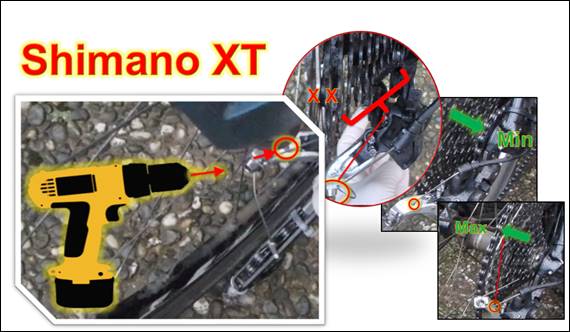 Shimano XT Schwenkbereich erweitern durch eine Bohrung