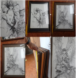 6 Original Zeichnungen Bilder 75 cm x 55 cm